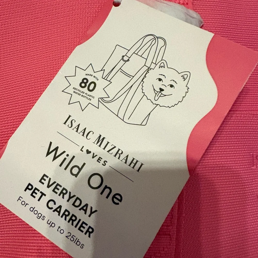 Wild One Every Day Pet Carrier Isaac Mizrahi Pink Canvas Orange Trim up to 25lb